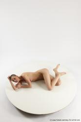 Nude Woman White Laying poses - ALL Slim Laying poses - on side bald Multi angle poses Pinup